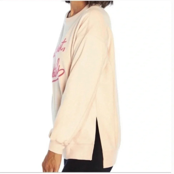 Wildfox "But First Cocktails Light" Pink Oversized Sweatshirt Crew Neck - XXL - Picture 5 of 7